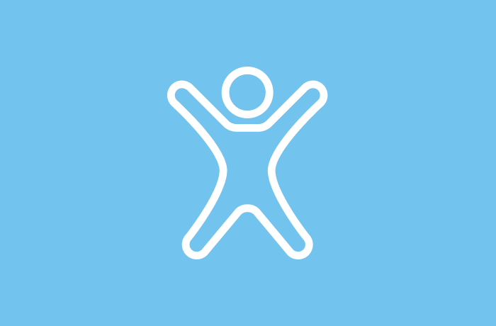 A graphic icon showing a person with their arms raised is shown.